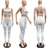 Women's Two Piece Pants Summer Women Suits Solid Sexy Casual Two-piece Sets Strapless Vest Top Bare Back And Sports Suit Wholesale Tracksuit