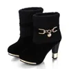 Boots High Heels Winter Winal Women Martin Boots Designer Buxury Chain Buckle Bucky Heeled Cotton Boots 220801