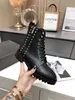 2022 autumn new women's short boots fashion rivets casual shoes black leather leather quality designer 35-40 us4-9 bags