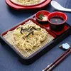 Bulaşık tabakları Japon tarzı soğuk erişte tepsisi sofra takımı yemek soba erişte tabağı bambu mat mutfak dükkanları yemekler