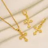 Ethiopian cross Jewelry set Necklace Pendant and Earrings Ethiopia Gold Eritrea sets for Women's Habesha Wedding party Gift