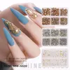 1 scatola Crystal Gold Silver Clear All Color Flat Bottom Mixed Mested Nail Art Decorazioni 3D in pentola da 6cell 220628