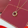 Kadınlar için altın zincirler takı tasarımcı kolye elmas triring kolye Nişan Düğün Gelin hediye doğum günü partisi Klasik sonsuz aşk kolye kadın kolye