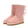 Venta caliente Aus 3280 2 botas de nieve para mujer con arco mantener la bota caliente Piel de vaca Piel de oveja Botas de piel de felpa bolsa para polvo tarjeta regalo de navidad fino de calidad superior Transbordo gratuito