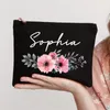 Cosmetic Bags & Cases Personalized Custom Name DIY Wedding Party Canvas Makeup Case Zipper Toiletry Pouch Bridesmaid Teacher Mother GiftCosm