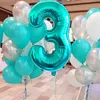 32 inç Turkuaz Folyo Numarası Balonlar 0-9 Dijital Hava Globos Mutlu Doğum Günü Partisi Süslemeleri Çocuklar Şeker Mavi Büyük Helyum Topları