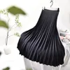 Women's Elegant Sector Pleated Twill Skirt With Chiffon Liner Female High Waist Side Zipper White Long Skirts Spring SK521 220322