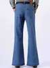 Herr jeans vintage mager blossing klocka botten flare byxor män blå retro denim byxor hane för streetwearmen's