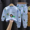 Enfants Garçons Filles Pyjama Ensembles Dessin Animé Imprimer À Manches Longues Mignon T-shirt Tops avec Pantalon Enfant Bébé Automne Vêtements De Couchage 220714