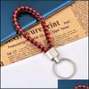 Key Rings Jewelry Wholesale Price Pu Leather Braided Woven Rope Diy Bag Pendant Keychain Holder Car Keyring Men Women Keychains Drop Deliver
