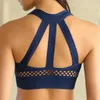 Yoga Outfits Aushöhlen Gepolsterte Sport-Bh Top Frauen Nahtlose Atmungsaktive Mesh Workout Gym Bhs Backless Push-Up Fitness Crop