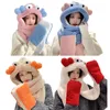 Berets Trendy Women Plush Hats Gloves Scarf 3in1 Suit Cartoon Ear Shape Warmth Cap Adults Winter Hat For Teenagers