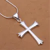 Chains Wholesale CUTE Wedding Party Women Lady Silver Color Necklace Charms Chain Simple Fashion Cross N290Chains