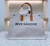 트렌드 여성 핸드백 Rive Gauche Tote 쇼핑백 핸드백 탑 리넨 대형 비치 백 디자이너 여행 크로스 바디 숄더 백 지갑 2 사이즈 48cm 38cm