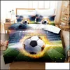 Ensembles de literie Fournitures Textiles de maison Ensemble de football de jardin simple Twin Fl Queen King Size Passionnés de sport Fans Lit Enfants Chambre d'enfant D