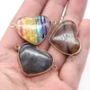 Colares pendentes, conector de coração de gemas naturais Imperador Pedra Tigre Eye Crafts Handmade