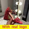 Slides Designer Heels Red Bottom Sandals för Kvinnor Klädig Sommar Lyx Sliders Top Fashion Leather High Heels Chunky White Black Party Banq