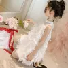 Ragazze estive vestono stile principessa fiocco posteriore in piume di chiffon maglia adolescenti per 5 7 9 11 13 anni abbigliamento per bambini grandi 220422