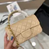 22SS Hand Flap Classic Top Caviar Grain Cowhide Leather Quilted Plaid Weave Chain Gold Hardware Shoulder Bagenger Bag Designer