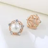 Stud Viennois Korean Pearl Earrings For Women Silver Color Crystal Clear CZ Statement Wedding Jewelry Fashion Moni22