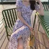 春の夏夏のミュージャーファッション女性ビンテージプリント半袖シフォンドレスカジュアルAラインドレスベスティドス220516