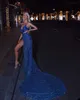 Hellblau Kurzschluss -Prom -Kleider ärmellose trägerloser v Neck Puff Appals sexy schicke Partykleider Feihen Bodenlänge Plus Größe Mitte 0508