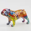 Painting Graffiti English Bulldog Resin Crafts Nordic Home Decoration Creative Wine Cabinet Office Decor Ornament 220329