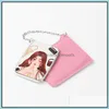 Party Favor Event Supplies Festive Home Garden Newpersonalized Pocket Mirror Metal Makeup Blank Diy Po Keychain with Leather Case Cute Rou