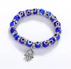 8MM Turquie Mauvais Yeux Bleus Perles Brins Bracelets Chaîne Hommes Femmes Enfants Religieux Hamsa Main Charme Bracelet Bracelets Bijoux Faits À La Main