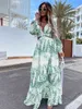 Kobieta długa sukienka Summer moda luźna v wycięcie szyi druk maxi sukienki żeńska zwykła plaża boho impreza sukienka G220510