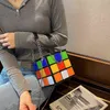 Evening Bags Kleine Handtassen Voor Vrouwen Rubik 'S Cube Ontwerp Portemonnee Vierkante Handtas Mini Met Metalen Ketting Lederen Crossbody Tas 220416