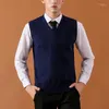 Mode hommes gilet hiver hommes sans manches pull décontracté tricoté col en v marque vêtements asiatique taille 3XL gilets Phin22