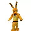 Hot Cinco noites no FNAF FREDDY TROCHY Amarelo Coelho Mascote Cartoon Christmas Papagaio Pássaro Pássaro Homem Vestindo uma roupa de fantasia de festa de aniversário boneca