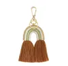 Etnisk handgjord macrame nyckelkedjor för kvinnor Väskor Tillbehör Smycken Boho Rainbow Weave Cotton Fringed Keychains Present BBB14979
