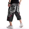 Jeans pour hommes été ample jambe large hommes court Hip-Hop mâle Skateboard Swag Baggy Capri pantalon noir Denim Shorts grande taille 30-46