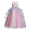 Baby Girl Tulle Princess Dress 4-10T Children Designer Unicorn Printed Long Skirt Kids Spring & Summer Sleeveless Dresses 2 Style