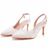 Women White Lace Pumps Dress Stiletto High Heels Female Sandals Party Wedding Shoes