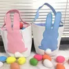Geschenkwikkel Verkoop van Paasemmer Jute Doek Tote Tassen voor kinderen Eierenjacht Canvas Basket Herbruikbare handtas met oordift GiftGift