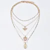 Colliers pendants Shuangr Women Collier Angel Heart Crystal Clicle Clicule Chaîne multicouche Gold Set Party Bijoux Gift