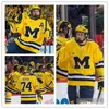 XFLSP niestandardowe Michigan Wolverines zszyty hokejowy Jersey Quinn Hughes Tyler Motte Dylan Larkin Zach Werenski Zach Hyman Kyle Connor Carl Hageli