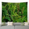 Jungle tropicale Green Feuilles paysage mur de tapis arbre pigchée pending pique-nique tapis salon de chambre à coucher couverture de décoration de chambre à coucher j220804