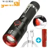 Ny LED-ficklampa USB-uppladdningsbar aluminium XM-L T6 Torch 18650 Battery Zoomable Lantern Watertproof för campingljus