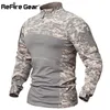 ReFire Gear Tactical Combat Shirt Men Cotton Military Uniform Camouflage T Shirt Multicam US Army Clothes Camo Long Sleeve Shirt 220601