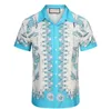 Fashion Mens Casual Shirt Summer Design Clothing Women Classic Ant Blue Cc Print Shirts Short Sleeve Stripe Tee Asian Size M-3XL2190