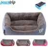 S-3XL 9色PAW PET SOFA DOG DOG BEDS防水底柔らかいフリース温かい猫ベッドハウスペットショップCAMA PERRO 210224