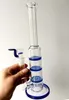 Bong à eau en verre épais bleu de 14 pouces, narguilé de type droit avec filtres en nid d'abeille, tuyaux de fumée pour Joint femelle de 18mm