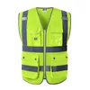 Ropa protectora Chaleco de seguridad Bolsillos reflectantes de alta visibilidad Cremallera Construcción Seguridad Chalecos de trabajo