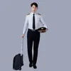 Mäns avslappnade skjortor Herrarna Slim White Long Sleeve Shirt Aviation Pilot Captain Student Nightclub Show Dress Security Tooling