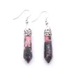 WOJIAER Natural Rhodochrosite GemStone Dangle Earrings Hexagonal Pointed Reiki Chakra Beads For Women Jewelry R3071