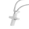 Hänge halsband Hip Hop Claw Setting 3 rader CZ Stone Bling Iced Out Cross Pendants Halsband för män Rapper smycken Drop